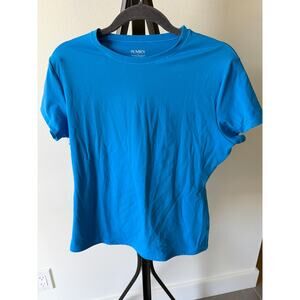 NEW Women's XL Crew Neck Short Sleeve Top Double Lined Slim Fit T Shirts Basic